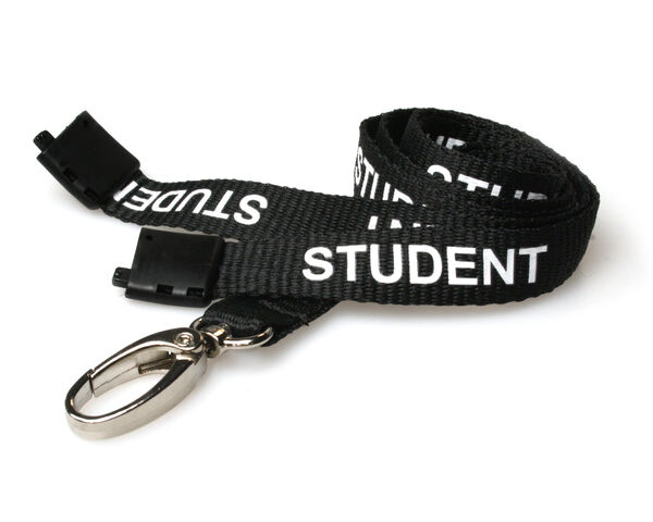 Recycled Black Student Lanyards with Metal Lobster Clip (Pack of 100)