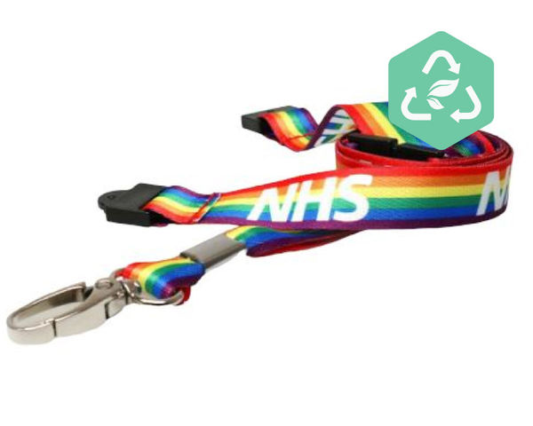 Recycled NHS Rainbow Lanyards with Metal Lobster Clip (Pack of 100)