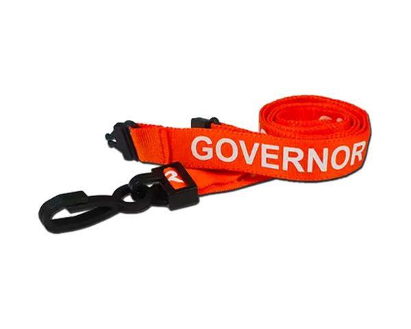 Orange Governor Lanyards with Plastic J Clip (Pack of 100)